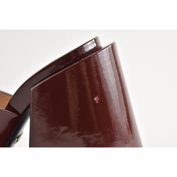 Gucci Lexi 105 Red Bordeaux Patent Backless Sandal Mule Block Heel Pump 36.5 - Picture 9 of 12